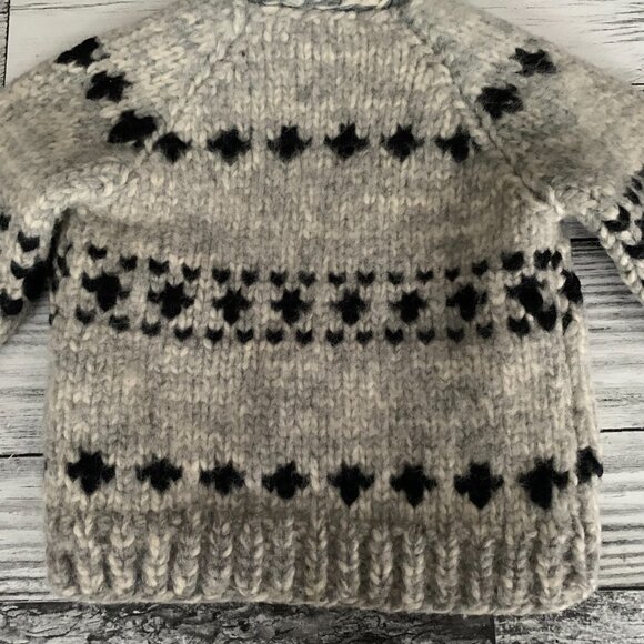 Vintage Cowichan Sweater Hand knit Wool Kids 2T Full Zip Hooded Cardigan Jacket - Picture 5 of 11
